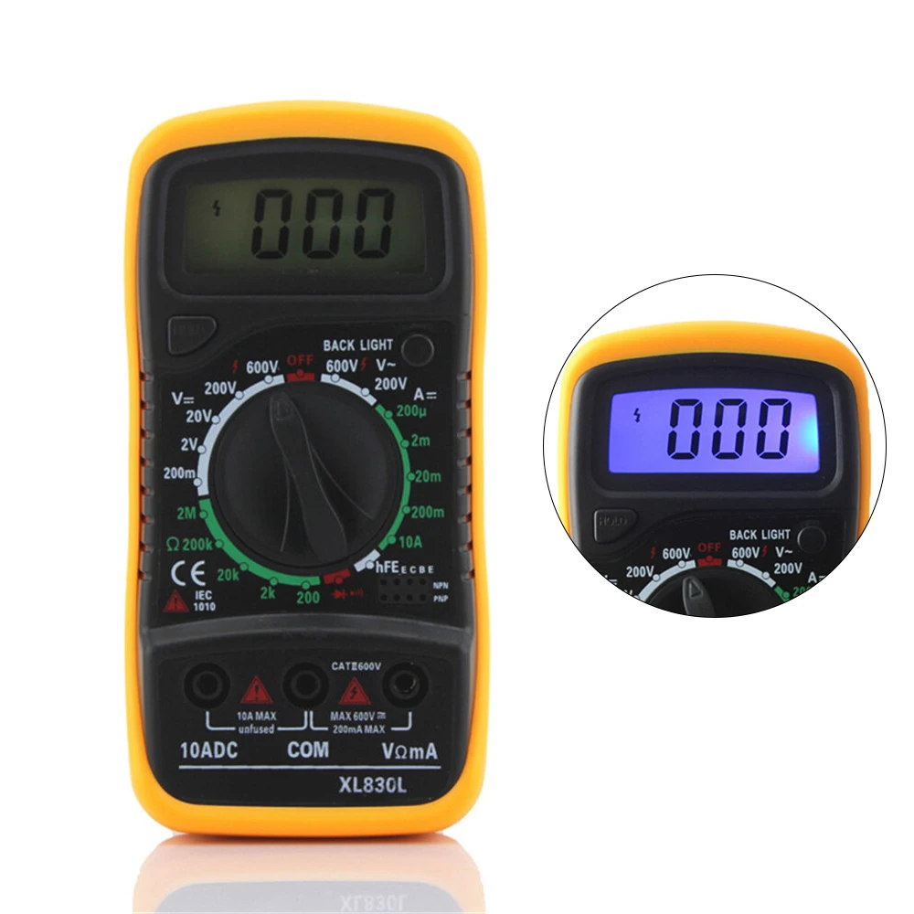 Цифровой мультиметр 2000 отсчетов амперметр с подсветкой Вольтметр Ом портативный измеритель напряжения вольтметр с подсветкой цифровой - Цвет: XL830L orange