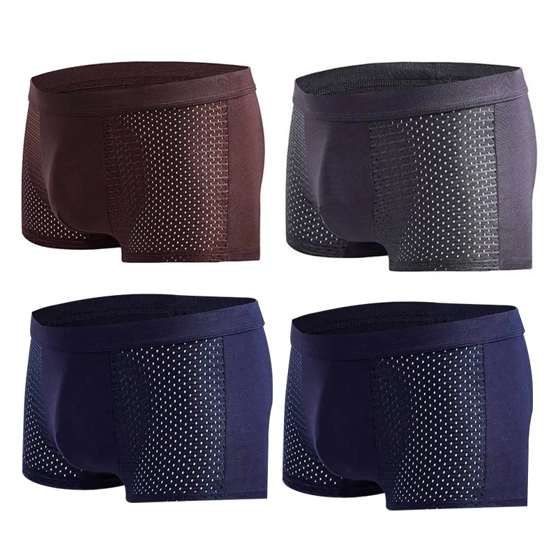 2blue1purple1gray 890, 4 шт./лот, летнее Мужское нижнее белье, мужские боксеры, дышащие, сексуальные, молодежные, бамбуковые, проветриваемые шорты B009 - Цвет: 2blue1purple1gray
