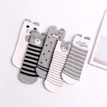 10 пар/лот, женские Забавные милые носки с мультяшными животными, медведь, звезда, улыбка, короткие носки, Дамская мода, креативные хлопковые носки-башмачки Kawaii