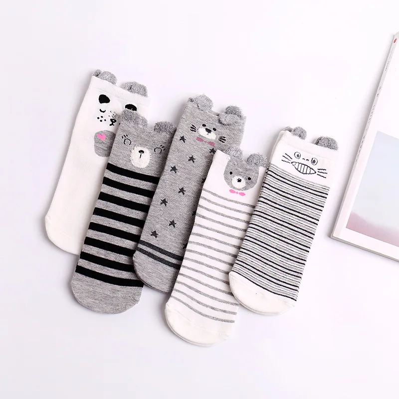 10 пар/лот женские Забавные милые носки с мультяшными животными медведь звезда