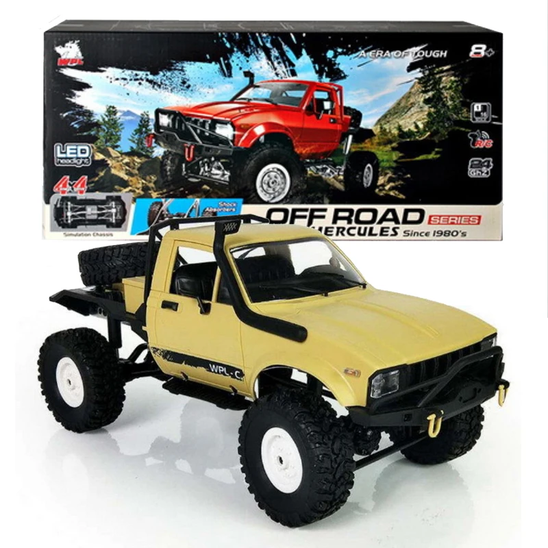WPL C14 C-14 1:16 беспроводной Радиоуправляемый автомобиль 4WD 2,4 ГГц дистанционный гусеничный внедорожный автомобиль багги Модель игрушки для детей Подарки Carro RTR - Color: Yellow Original Box