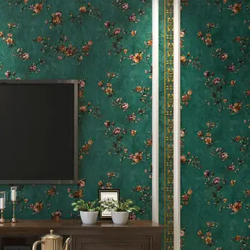 

American Country Rose Flowers Green Wallpaper Roll 3d Vintage Rustic Floral Wallpapers Murals Wall Art House Renovation J147