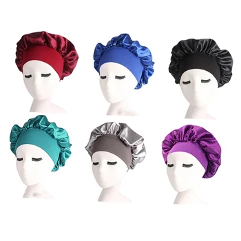 

6pcs Wide Wide-brimmed High Stretch Headband With Nightcap Sleep Cap Hair Care Cap Night Sleeping Head Cover for Women (Black, S