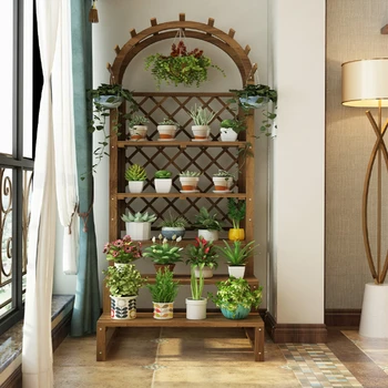 

Anti-corrosion Wooden Flower Stand Solid Wood Multi-layer Flower Shelf Indoor Living Room Pot Rack Plant Shelf Floor-standing