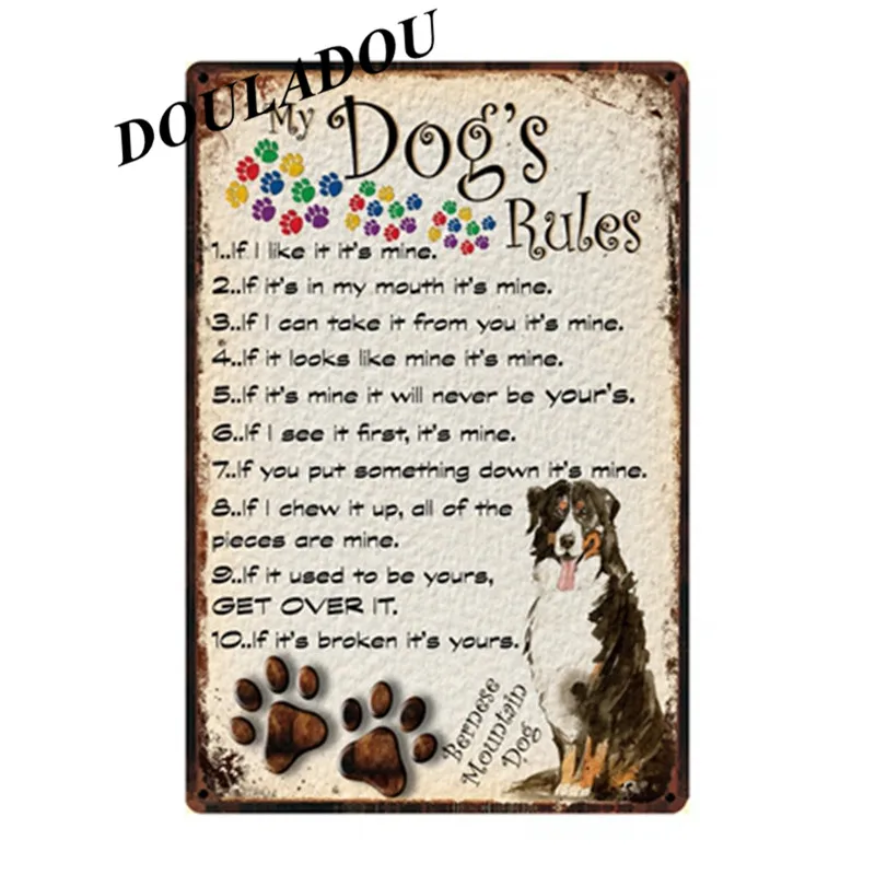 [Douladou] животное собака металлический знак для бара pet shop табличка винтажный оловянный знак бульдог Золотой модный красивый постер украшение для дома 30*20 - Цвет: 16