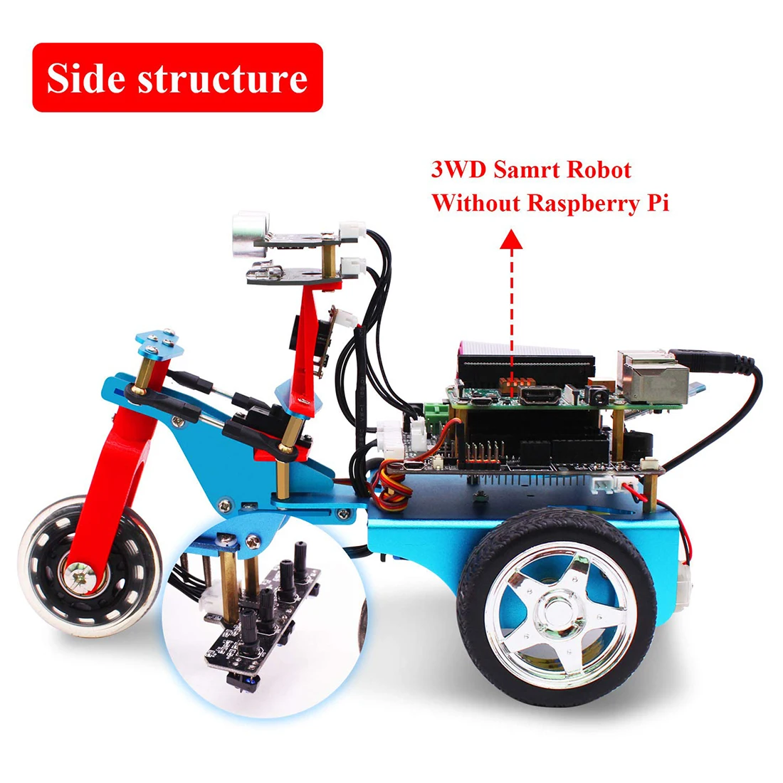 TrikeBot Smart Programmable Robot Car Kit Programmable Learning with HD Camera DIY Robot Kit with 1G Raspberry 4B