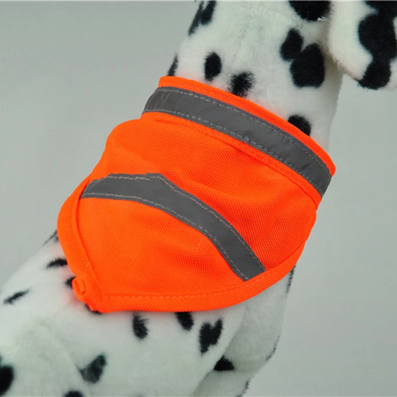 Lot De 2 Bandanas Réfléchissants Pour Chien - Sécurité Visibilité Nocturne - Lavable - Taille S - Polyester Orange - 7