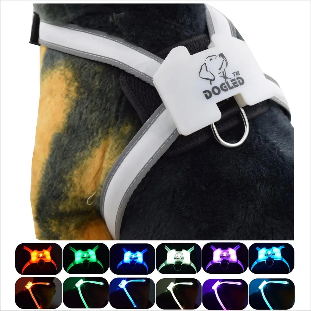 

Revolutionary Illuminated and Reflective Harness for Dogs Including Multicolored LED Fiber Optics (USB Rechargeable, Adjustable,