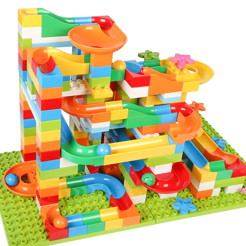 

Marble Run Building Blocks Big Size Assembly Bricks Toy Plastic Funnel Slide DIY Construction Toys Set Puzzle Race Track for Kid