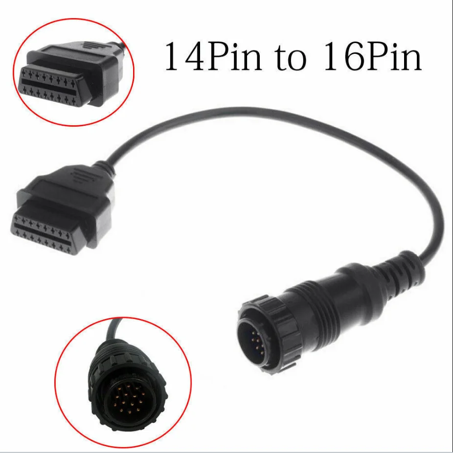14Pin to16Pin OBD2 Adapter Diagnostic Connector Cable For Mercedes Benz Sprinter Truck / VW LT Van flex cable