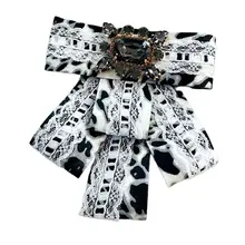 Женский кружевной леопардовый галстук-бабочка Имитация Кристалл ювелирные изделия воротник брошь ожерелье с булавками аксессуар для рубашек