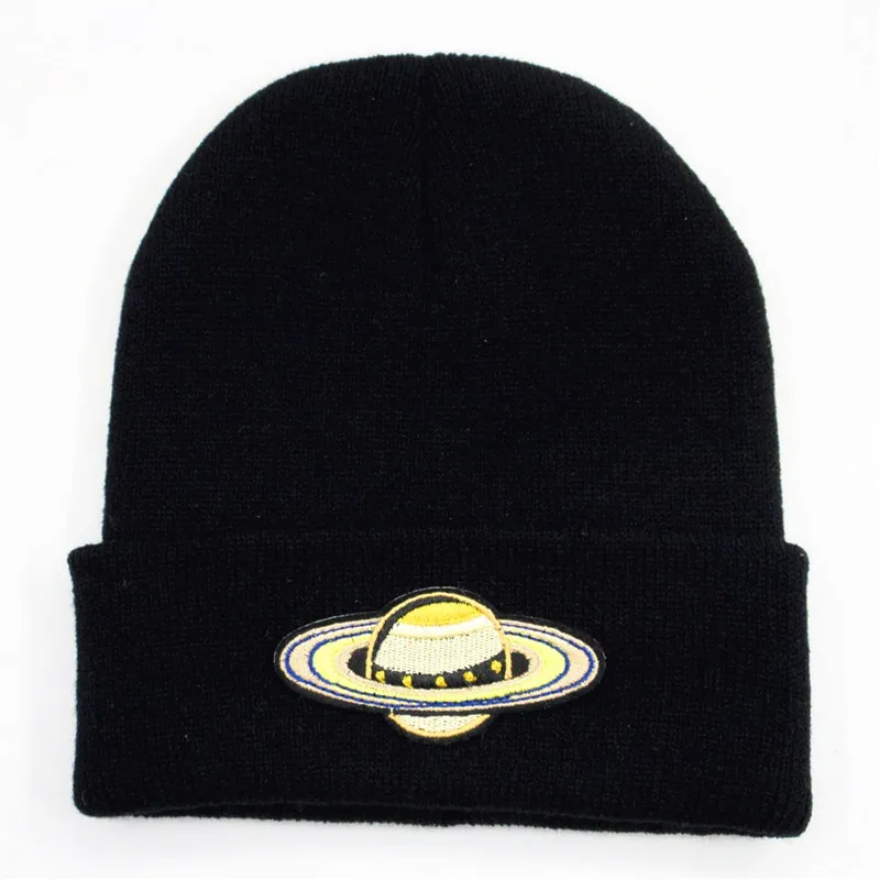 

Cotton Planet embroidery Thicken knitted hat winter warm hat Skullies cap beanie hat for men and women 262