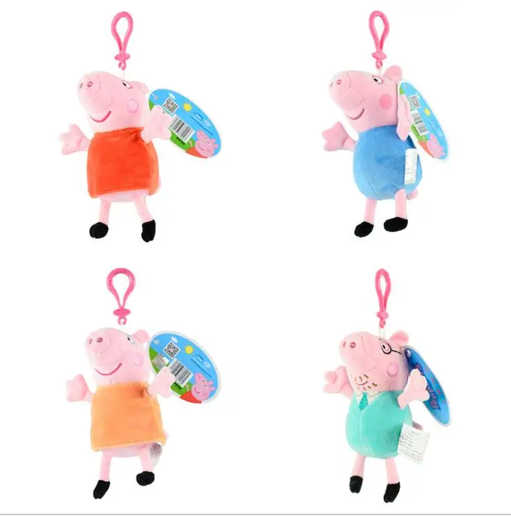 4 шт./компл. Peppa Pig 30 см/19 см мягкая плюшевая игрушка с брелком кулон друг семейство розовых свиней партия игрушек Детский подарок на день рождения - Цвет: 5 4pcs 13cm