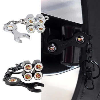 

Tire Valve Caps for Cadillac Emblem Ats Cts Spoiler Speedo SRX XT5 Deville Tiburon Seveille Accessories Car Tyre Valve Keychain
