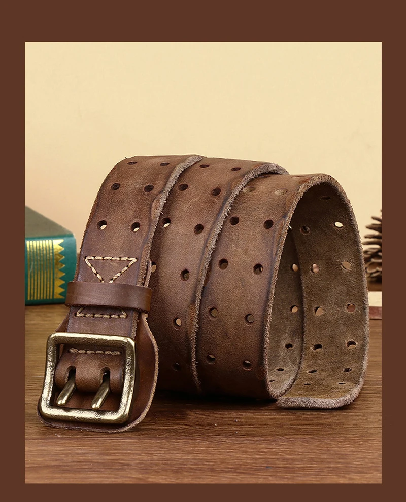 formal belt for men Hot belts luxe marque belt cowskin genuine leather Brass copper double needle buckle young men's belt brand new style cowboy mens designer belts