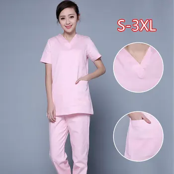 

Surgical Clothes Female Cotton Summer Korean Short-sleeved Thin Split Nurse Doctor Men Unisex Tops