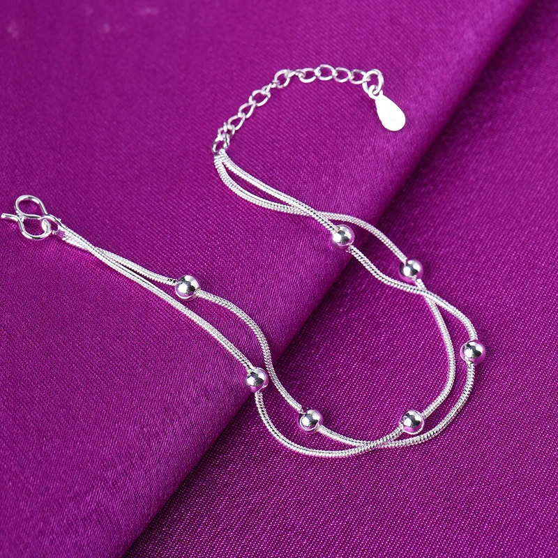 Fashion personality female ball snake bone bracelet simple double seven beads anklet 1pcs