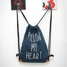 Aosbos для женщин Для мужчин с кулиской сумки Винтаж Парусиновый Рюкзак со шнурком на шнурке с принтом, школьные сумки, сумки через плечо, дорожная сумка для хранения