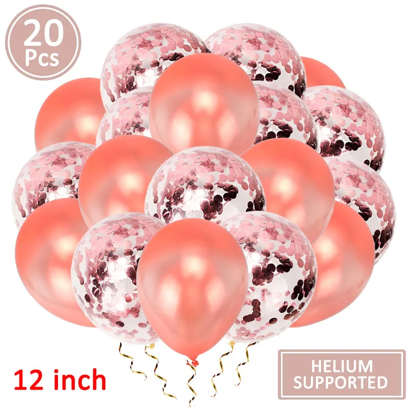 Lincaier розовое золото 1st 2 3 4 5 6 7 8 9 18 21 30 40 50 60 лет с днем рождения Количество воздушных шаров вечерние украшения для детей и взрослых - Цвет: 20pcs balloons