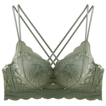 

Cross Straps Sexy Lace Bra Underwear Backless Bralette Top Thin A B Cup Wireless Push Up Bras For Women Small Breasts Lingerie