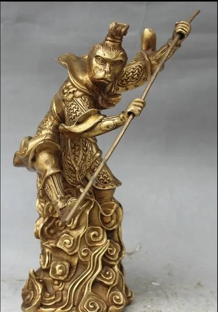 YM 311 9 дюймов китайский латунный миф Красивая Обезьяна Король солнце WuKong Hold