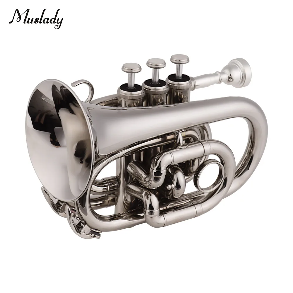 Мини карманная Bb Труба Muslady плоский латунный инструмент с мундштуком перчатки