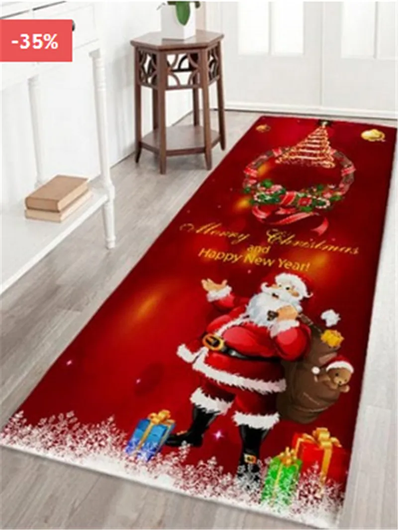 Christmas Santa Claus Anti-slip Kitchen Room Floor Mat Decor Carpet Rug NEW