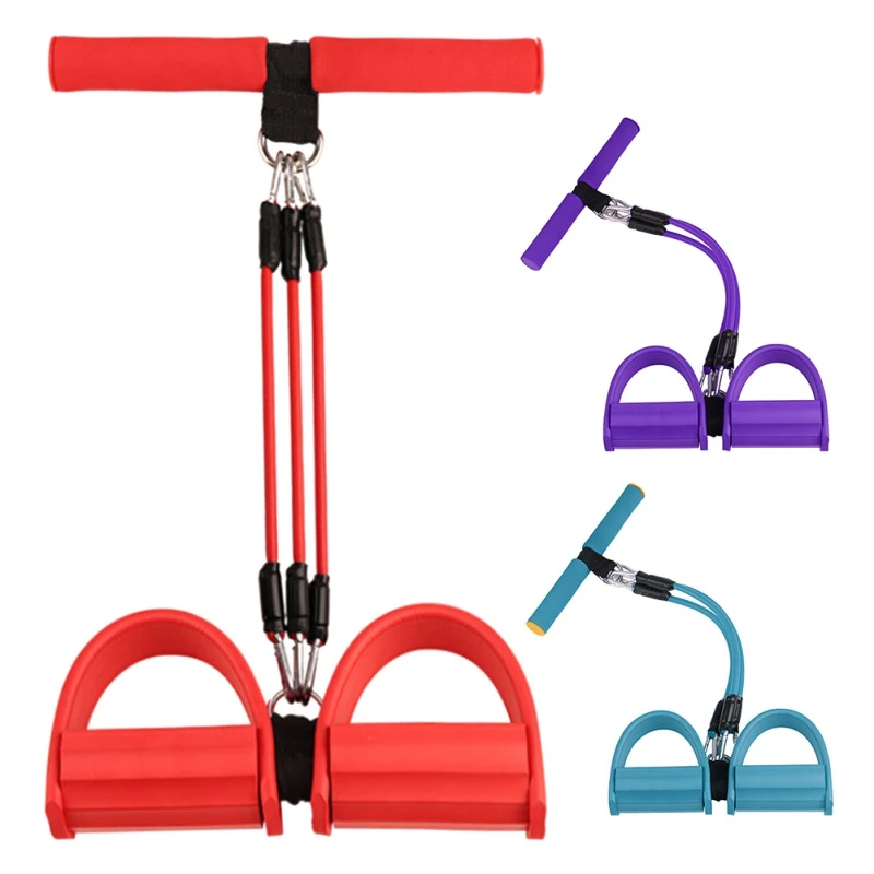 

3 tube Indoor Fitness Resistance Bands Exercise Equipment Elastic Sit Up Pull Rope Workout Bands Sport Pedal Ankle Puller
