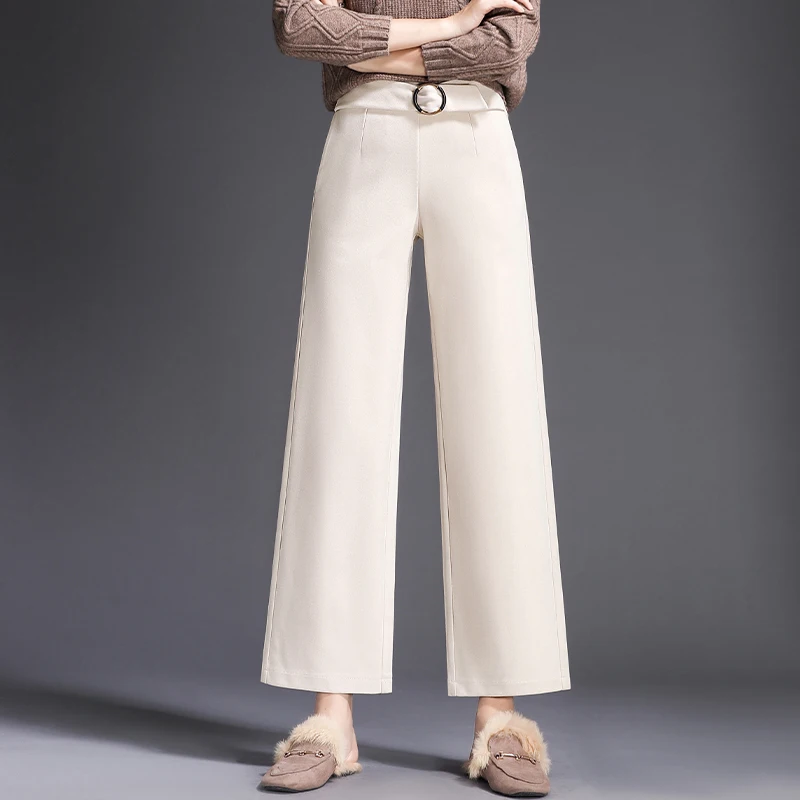 Осень зима 2019 женские широкие брюки модные эластичная талия высокая свободные