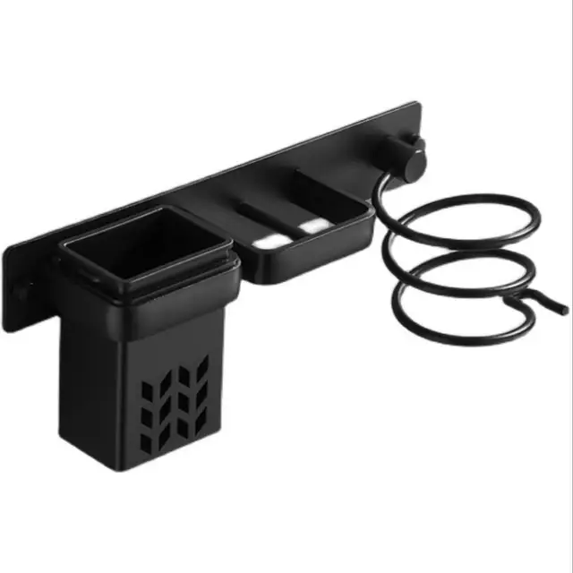 Wall Mounted Shelf Bathroom Black Hair Dryer Holder Hair Straightener Holder Floating Shelves Storage Bathroom Accessories black