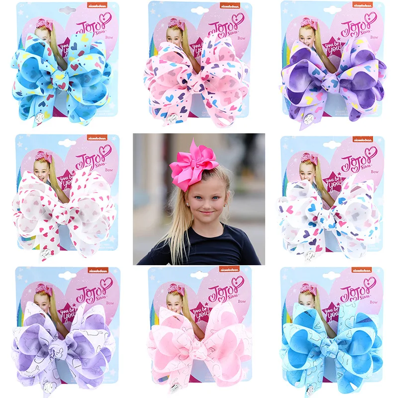 5 &quotjojo siwa заколки для волос с бантом в горошек сердечками и клипсами из кожи