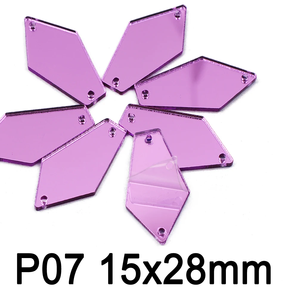Purple Радужное шитье стразами зеркало пришивные стразы акриловые пришивные камни для платья украшения для одежды, аксессуары - Цвет: Purple
