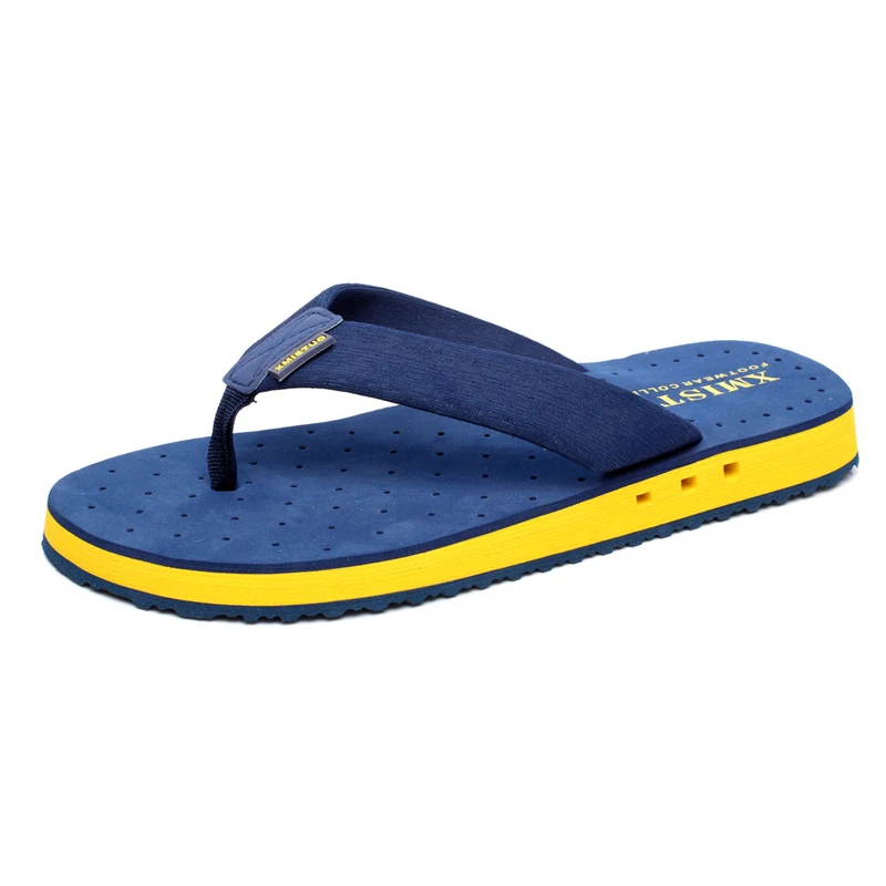 Fashion Popular Big Size Beach Slippers Men Outside Casual Flip Flops Breathable Summer Blue | Обувь