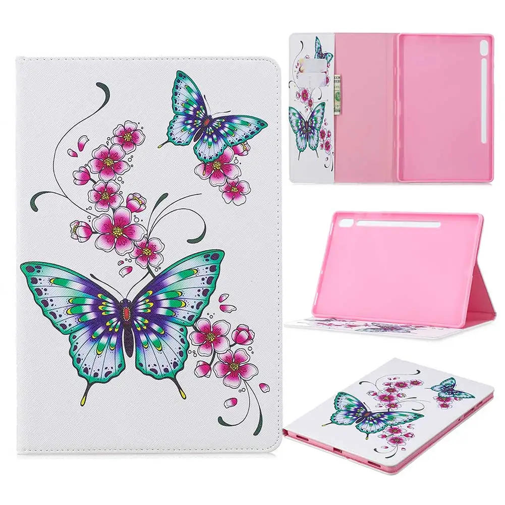 Peach butterfly Кожаный чехол с рисунком для samsung Galaxy Tab S6 10,5 SM T860 T865 многофункциональный чехол для планшета с подставкой для samsung Tab S6 10,5 ''чехол - Цвет: Peach butterfly