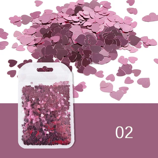 1 pack Sweet Love Heart Nail Sequins Ultrathin Shining Laser Nail Art Paillette Slices Flakes Manicure Decoration 2021 newest 02