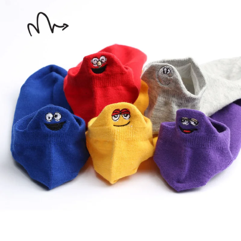 4 пары милые хлопковые носки со смайликом женские забавные цветные harajuku модные