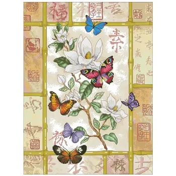 

Magnolia butterfly patterns Counted Cross Stitch 11CT 14CT 18CT DIY Cross Stitch Kit Embroidery Needlework Sets home decor