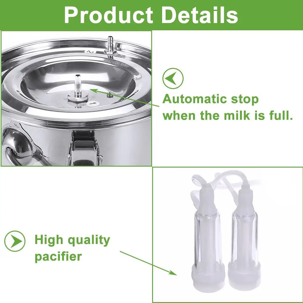 5L 24 Вт корова; Коза; овца Milker США вилка электрическая Доильная машина ведро из нержавеющей стали вакуумный насос бытовые доильные машины