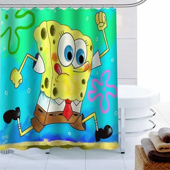 

Custom SpongeBob Cartoon Anime Shower Curtain Waterproof Fabric Bath Curtain 180X180cm Polyester Fabric Bathroom Curtain