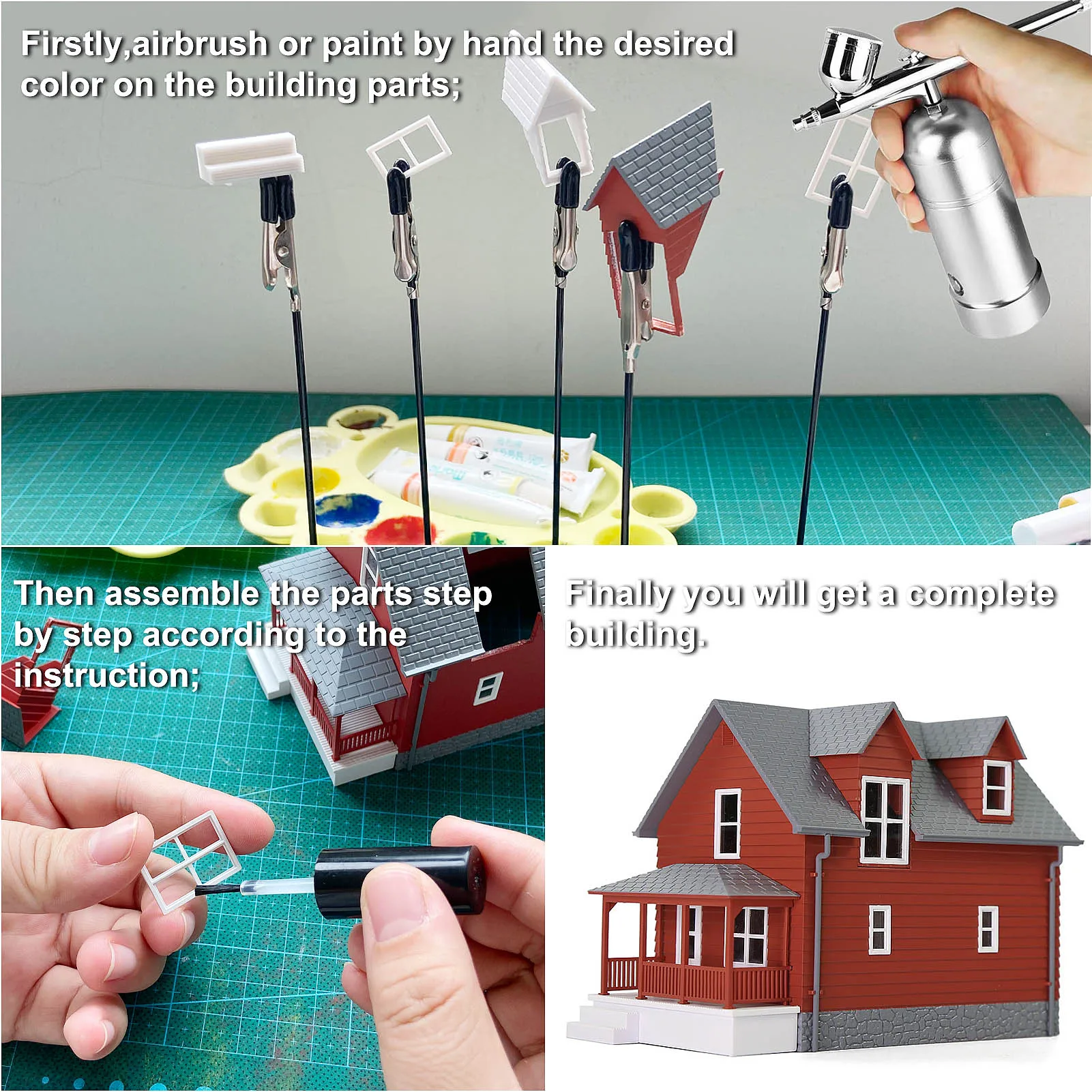 1 Unit Model Railway Layout O HO N Scale Village House White Blank Architectural Buildings Unassembled - Image 4