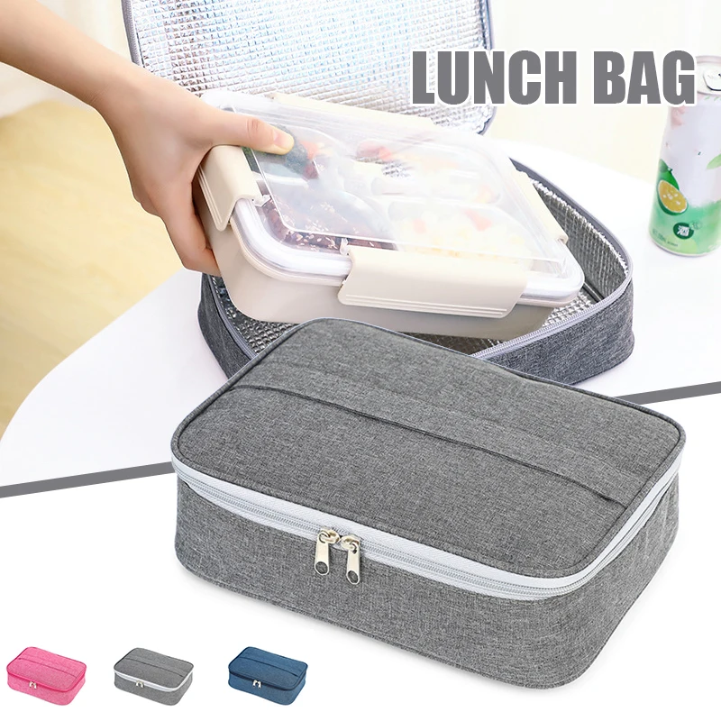 Tote Bag Lunch Bag Students Insulated Lunch Box Bag Rectangular Flat Bento  Box Organizer Waterproof Camping