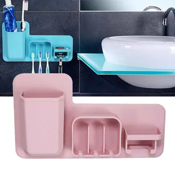 

Office Reusable Toothbrush Holder Wall Mounted Kitchen Razor Storage Waterproof Soft Silicone Bathroom Organizer Non-Slip Shower