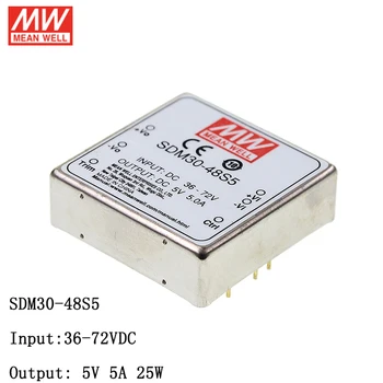 

MEAN WELL SDM30-48S5 DC-DC Regulated Single Output Converter 36-72V DC to 5V DC 5A 25W Module type Switching Power Supply