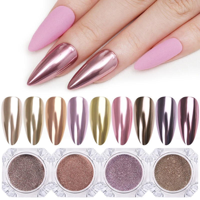 1 коробка розовое золото металлический дизайн для ногтей блестящая пудра шампань