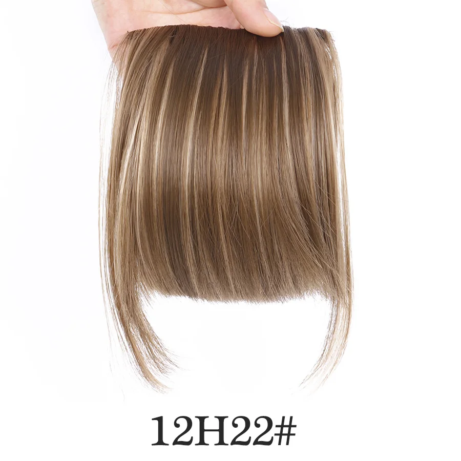 AliLeader, 2 шт., короткие, передние, аккуратные, челки, синтетические, высокотемпературные, волокно, прямые, бахрома, волосы для наращивания на заколках, накладные волосы - Цвет: 12H22