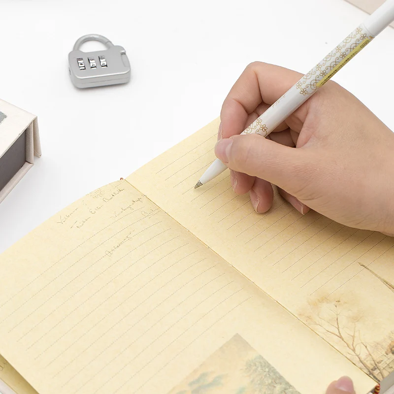 Password Retro A5 Notebook with Lock Writing Pads Lockable Notepad Binder Diary Student Gift Password Retro A5 Notebook with Lock Writing Pads Lockable Notepad Binder Diary Student Gift