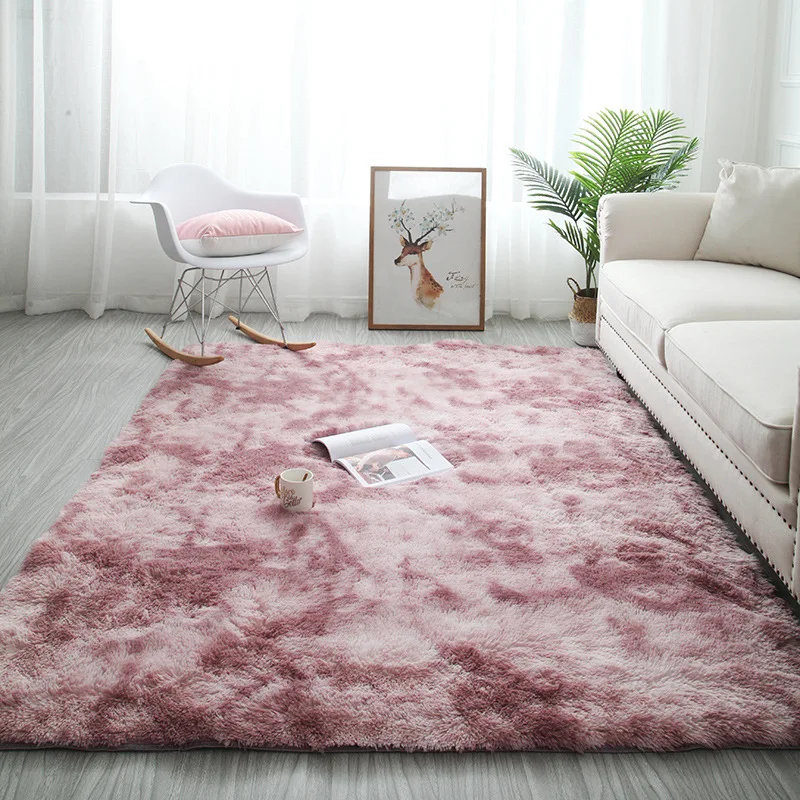 

Nordic ins variegated tie-dye gradient carpet living room coffee table mat net red long hair bedroom carpet kids crawling rug