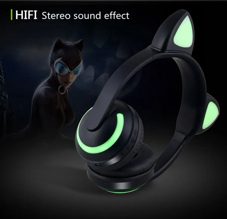 Кошачьи уши Беспроводная Bluetooth гарнитура повязка на голову наушники спортивный стерео светильник в виде наушников блики для IOS Andorid с коробкой
