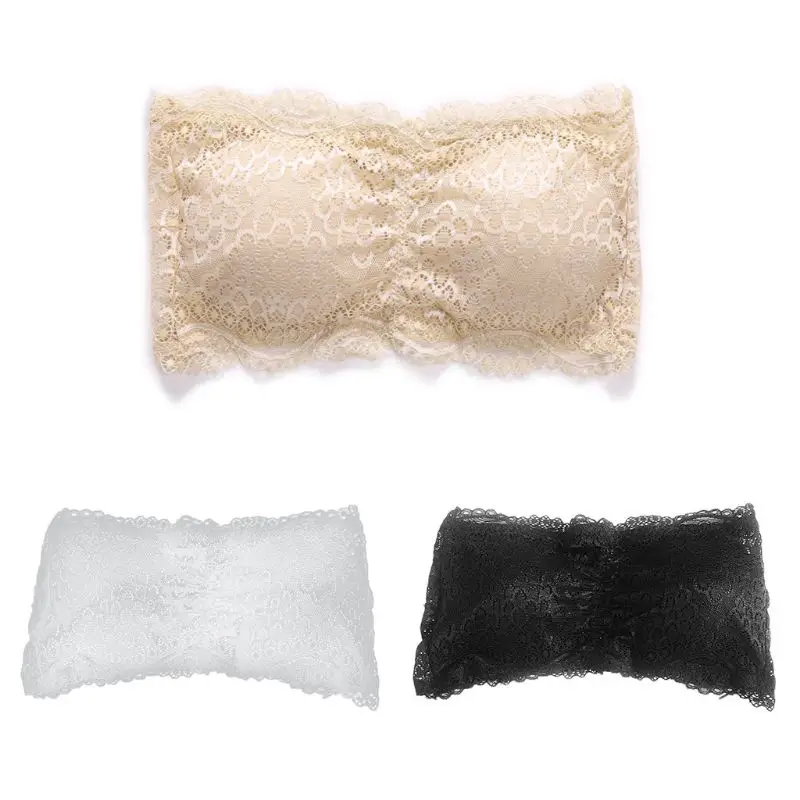 Женские цветочные кружева Бесшовные бандо без косточек 4-молния Bralette без бретелек Топ