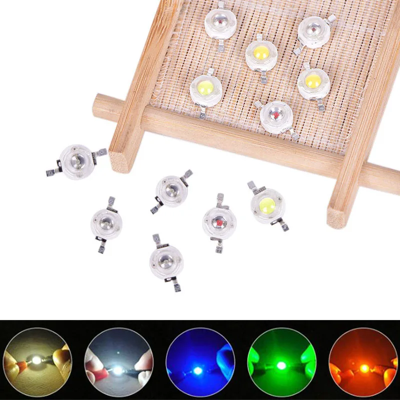 10 pces 1w diodo emissor de luz led de alta potência chip smd quente branco vermelho verde azul amarelo para lâmpada downlight spotlight